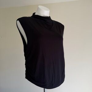 a new day Black Ruched Mock Neck Tee